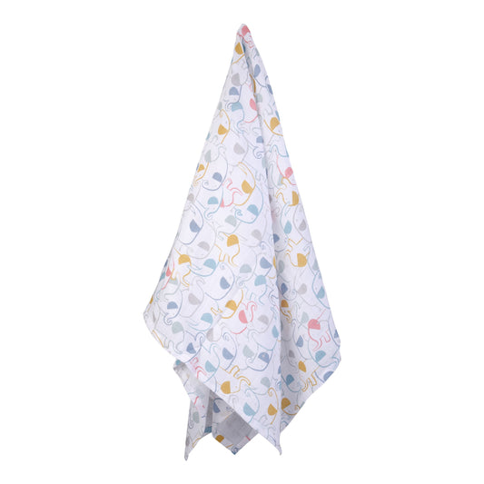 Multi Baby Elephant Print Muslin Swaddle