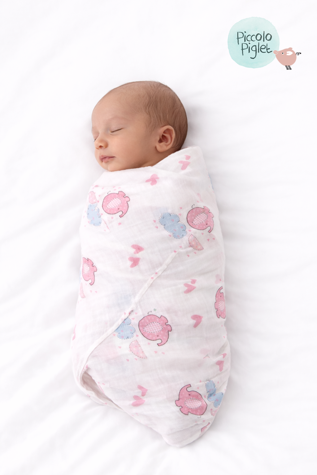 Pink Pebble Elephant Muslin Swaddle