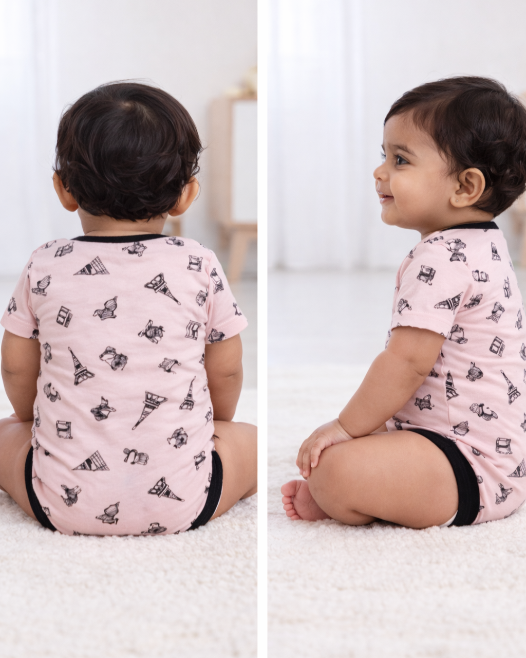 Half Sleeves Body Suit (Pink)
