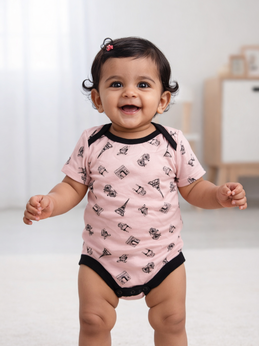 Half Sleeves Body Suit (Pink)