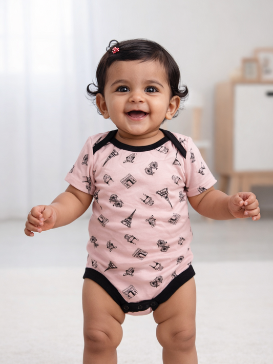 Half Sleeves Body Suit (Pink)
