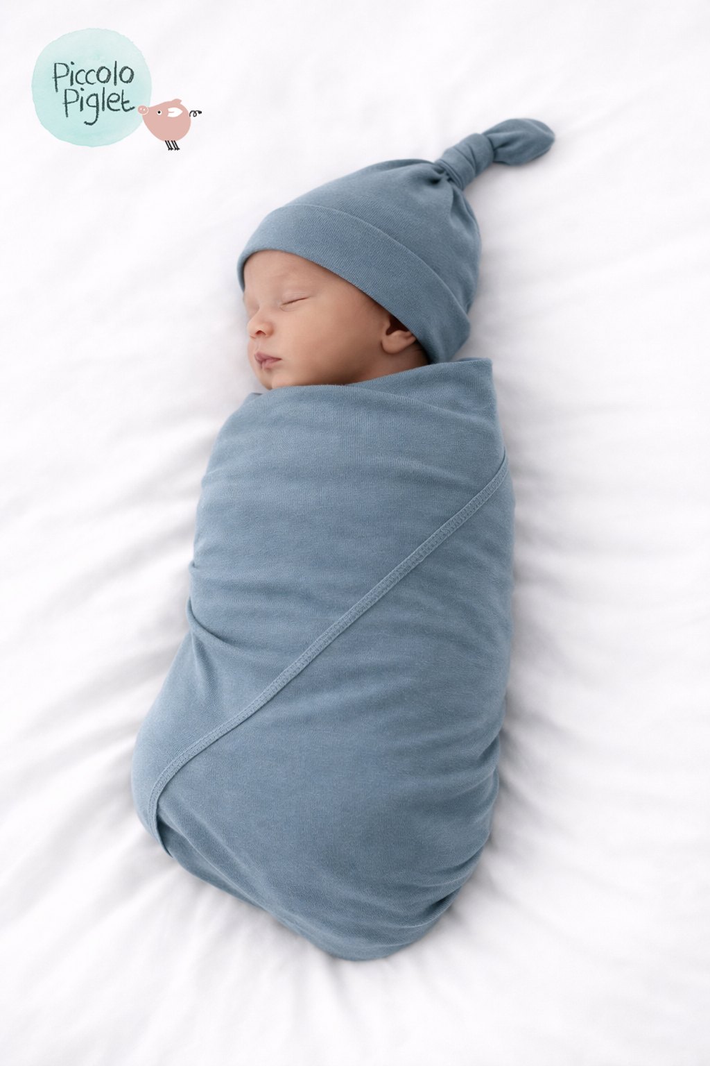 Baby Blanket with Knotted Cap (Teal Blue)