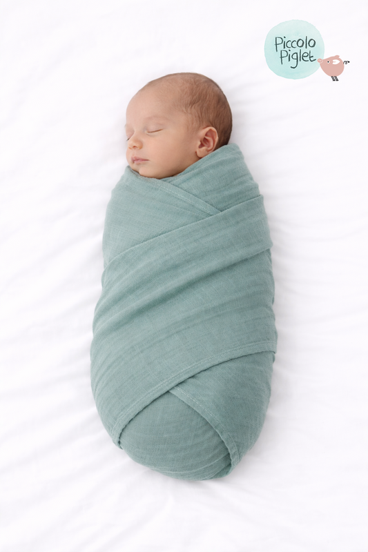 Soft Teal Baby Muslin Swaddle