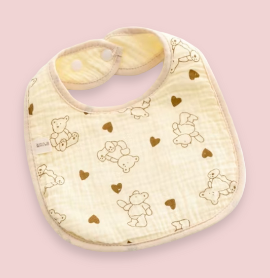 Muslin Baby Bib (Teddy & Heart Prints)