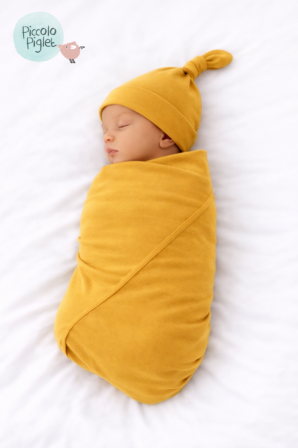 Baby Blanket with Knotted Cap (Mustard)