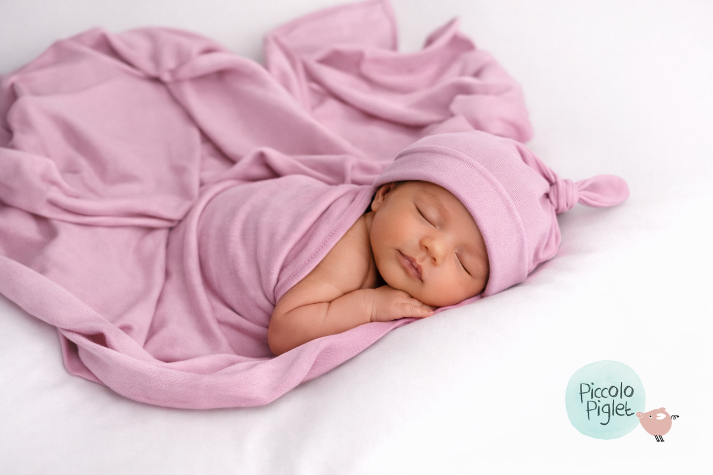 Baby Blanket with Knotted Cap (Blush Pink)