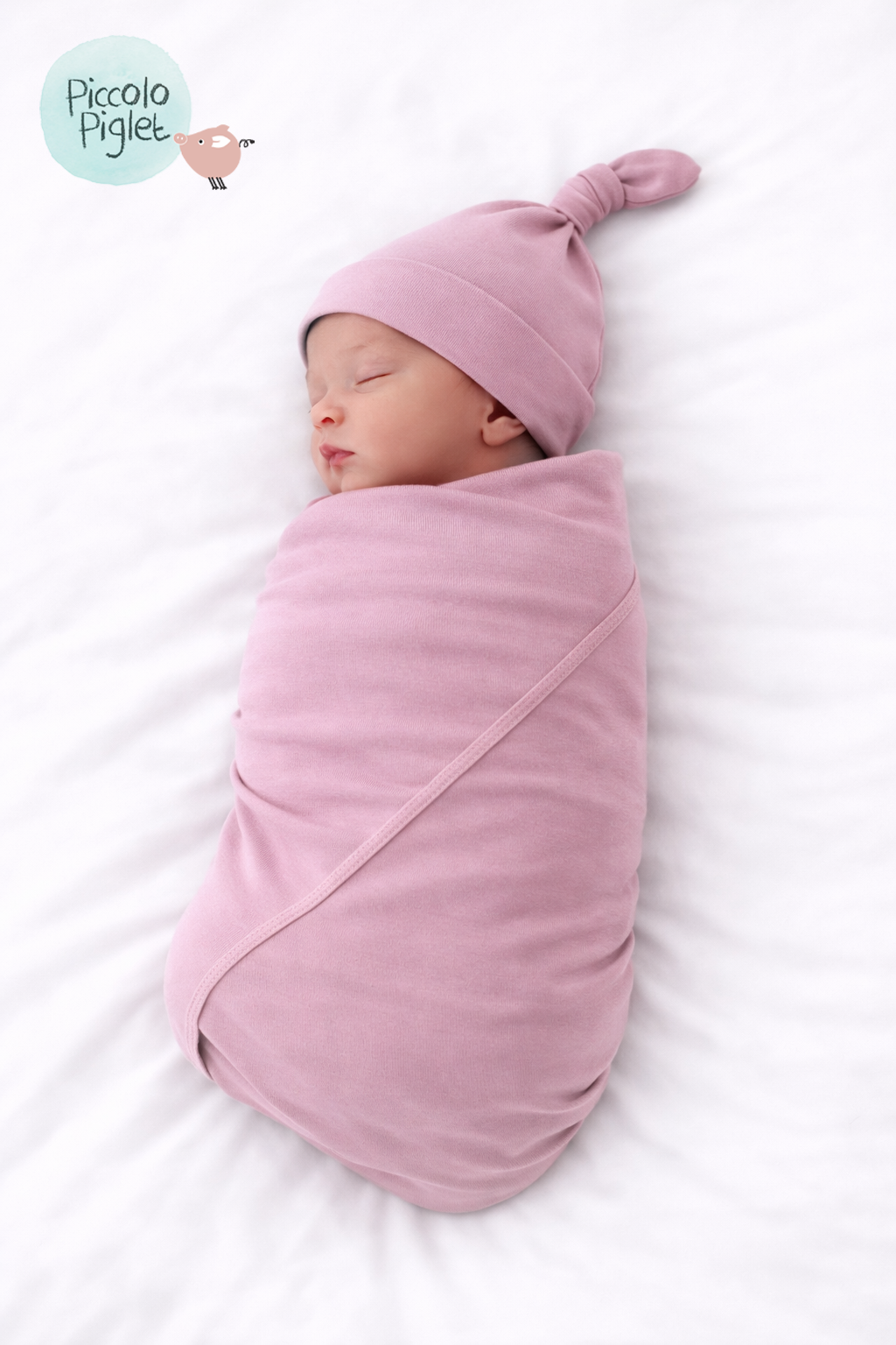 Baby Blanket with Knotted Cap (Blush Pink)