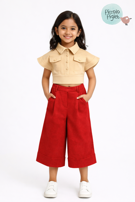 Mini Chic Scuba Co-Ord Set (Maroon)
