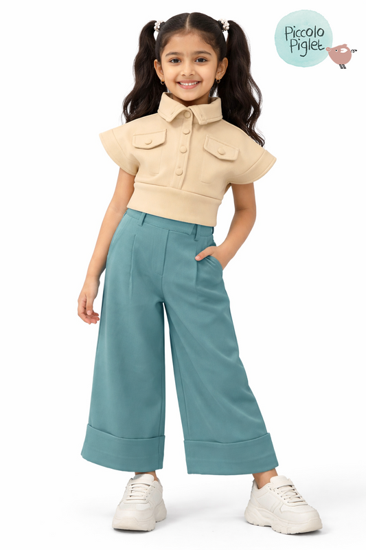 Mini Chic Scuba Co-ord Set (Sage Blue)
