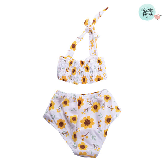 Swim suit - Yellow flowers on White