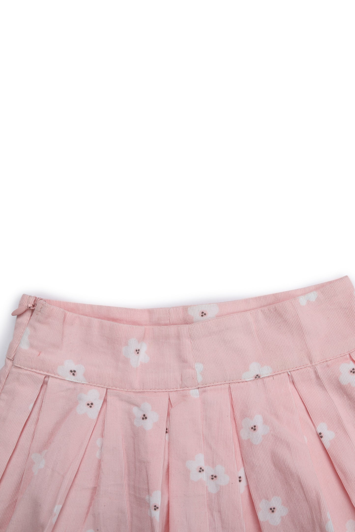 Flower Corduroy Box Plead Skirt