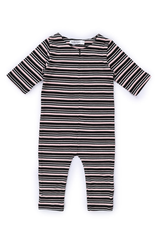 My First Romper Pink And Black Stripes