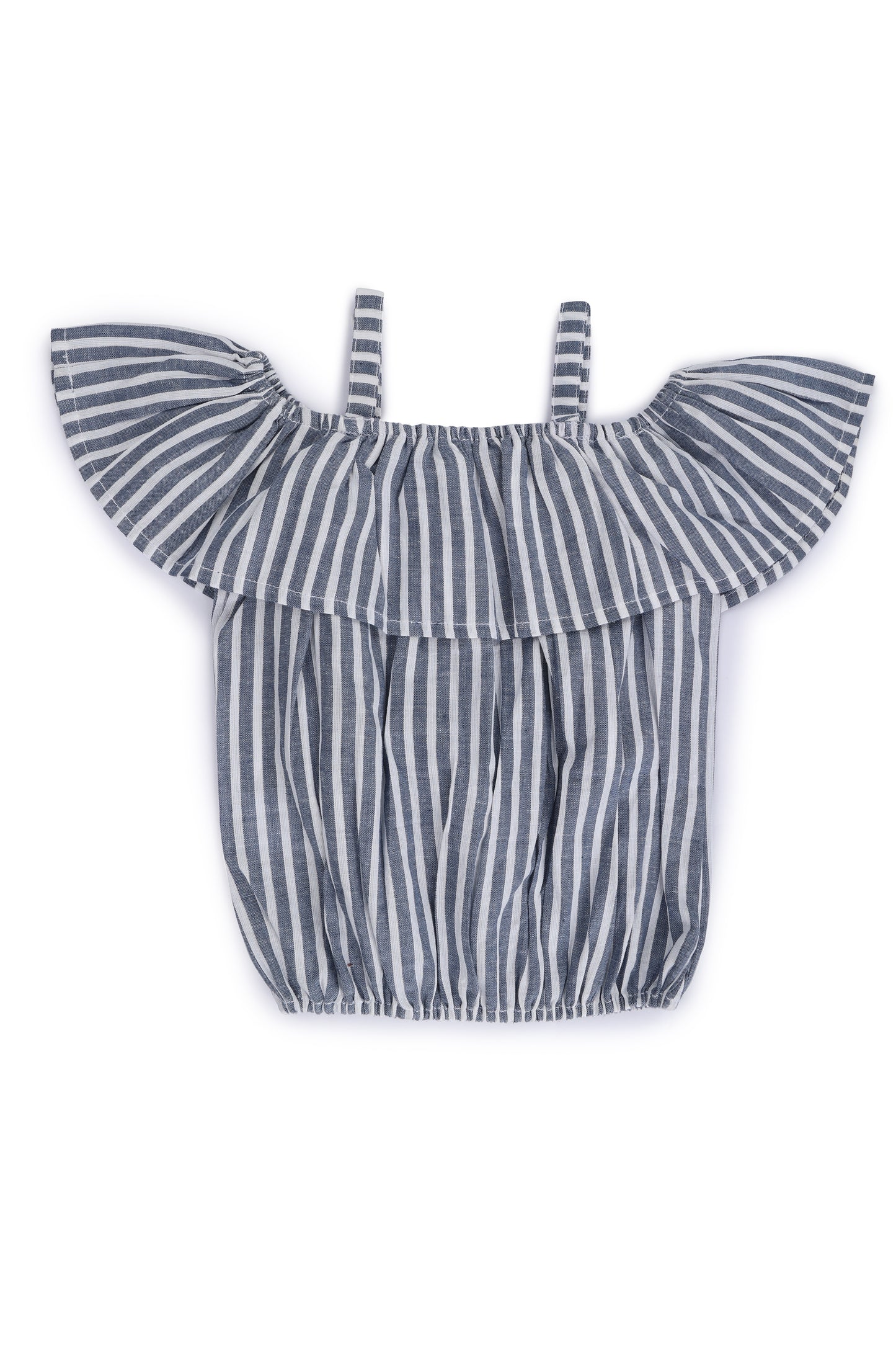 Off Shoulder Top Blue Striped