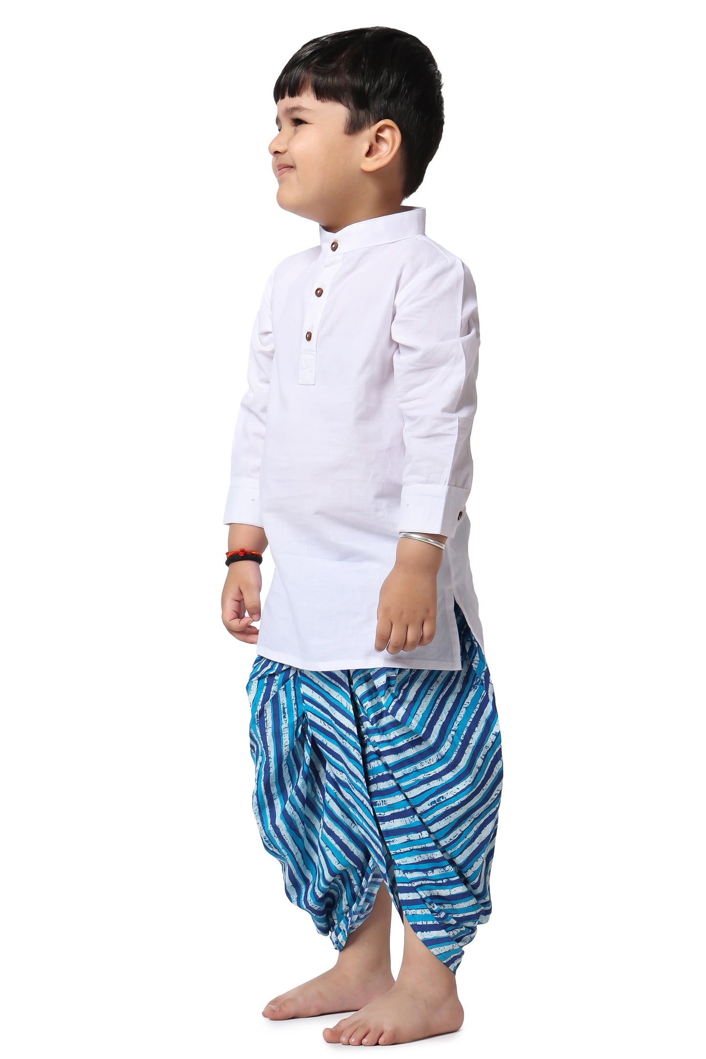 Piccolo White cotton kurta with dhoti pant