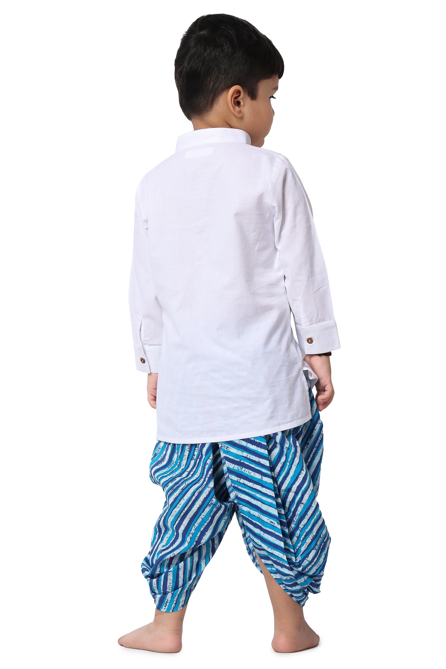 Piccolo White cotton kurta with dhoti pant