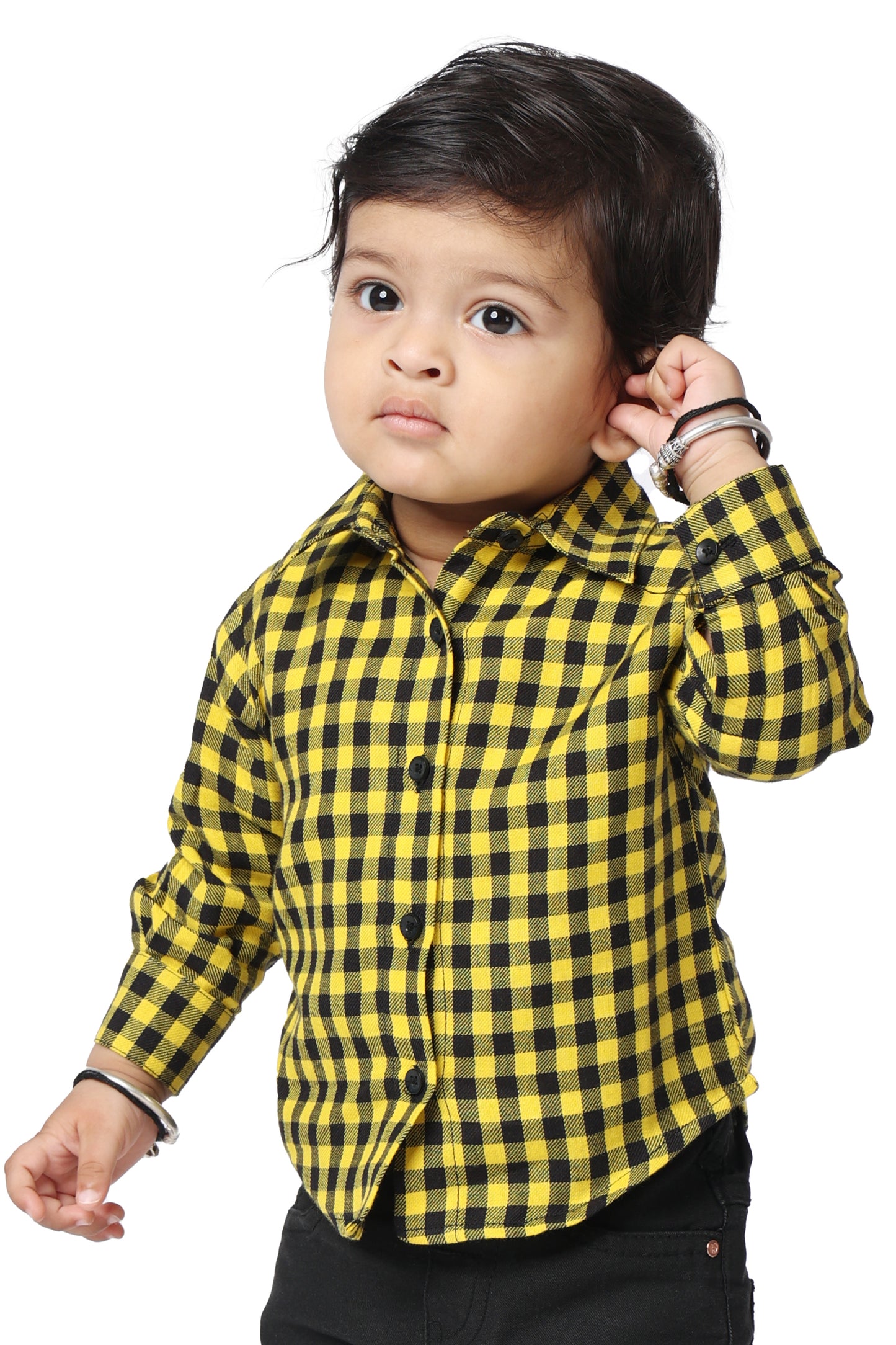 Linen Shirt Yellow and Black Checks