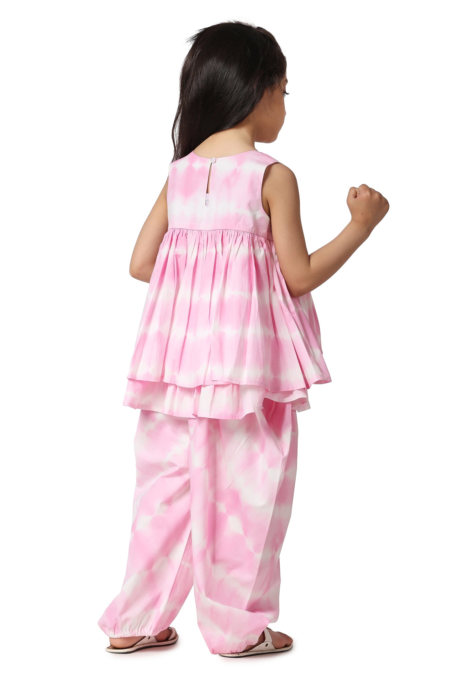 Piccolo Pink Tie & Dye dhoti set