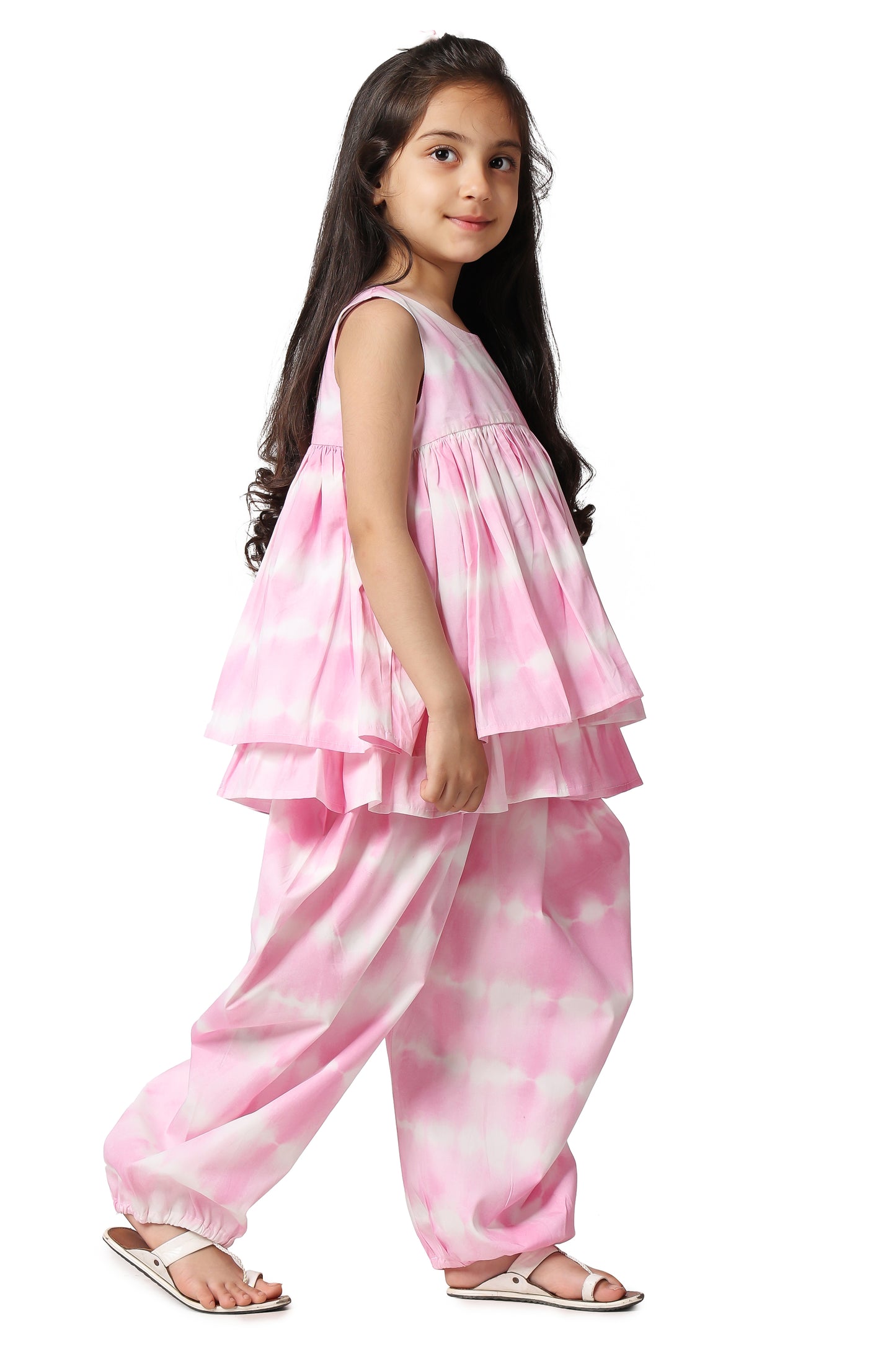 Piccolo Pink Tie & Dye dhoti set