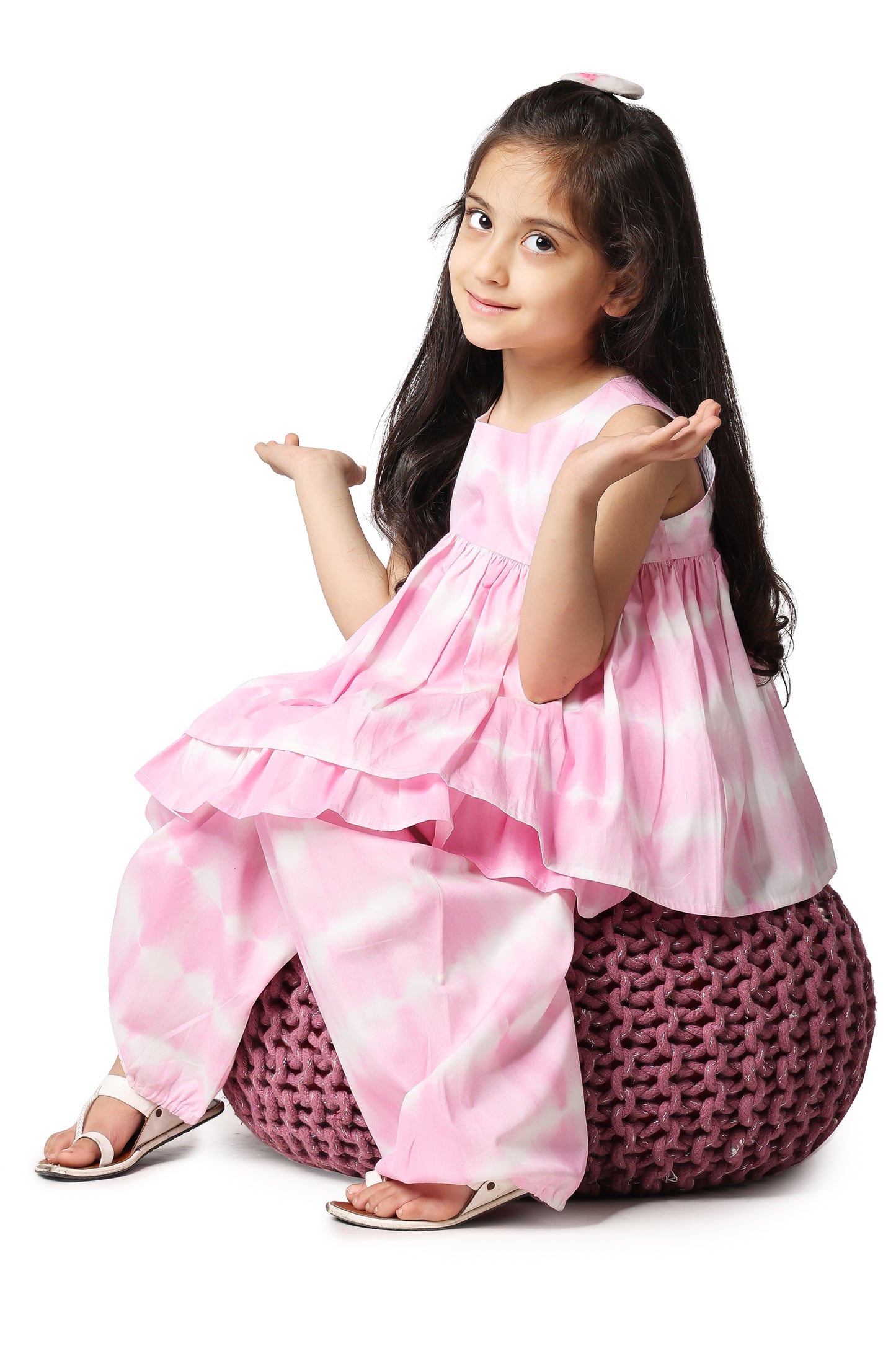 Piccolo Pink Tie & Dye dhoti set