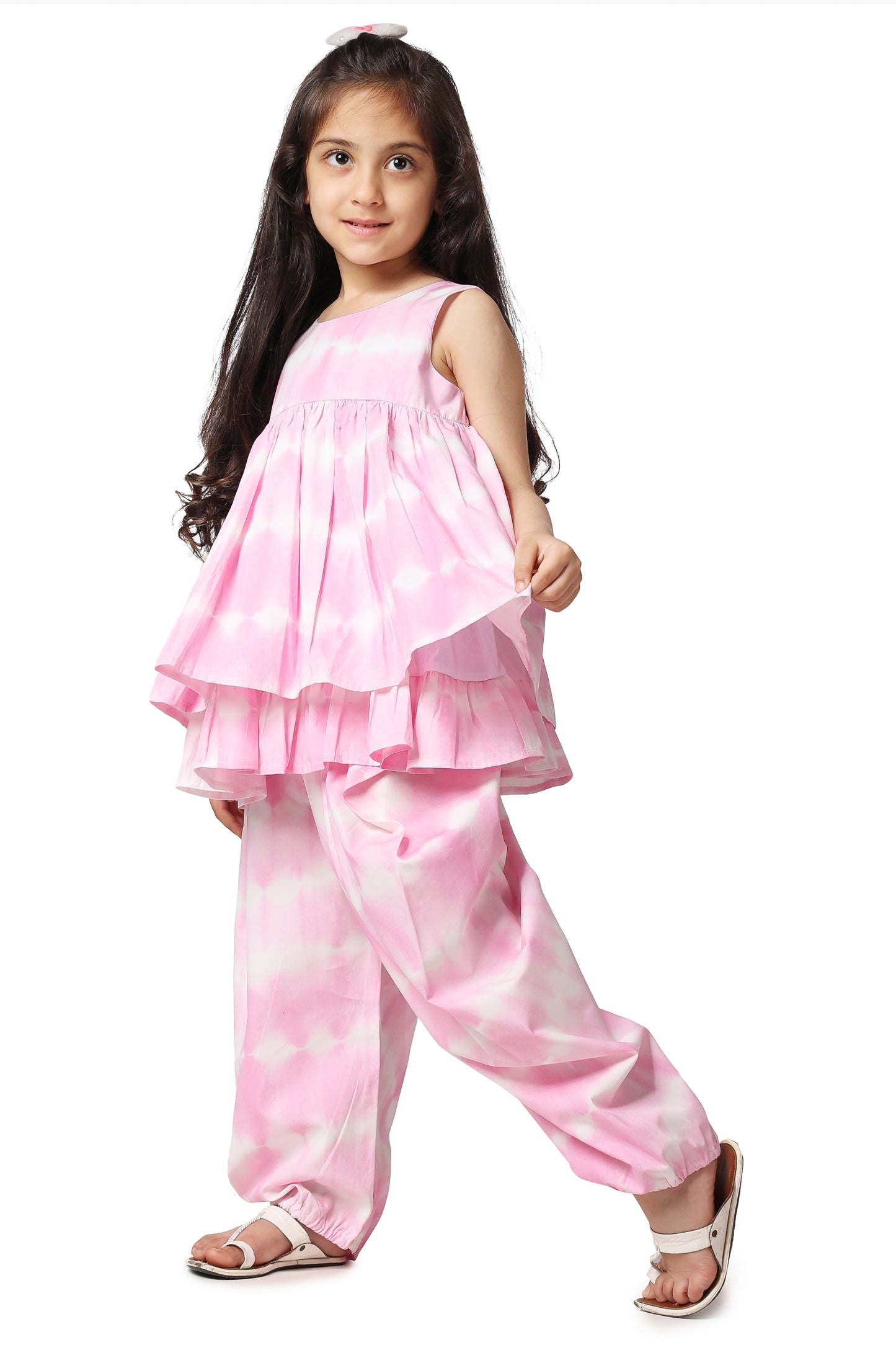 Piccolo Pink Tie & Dye dhoti set