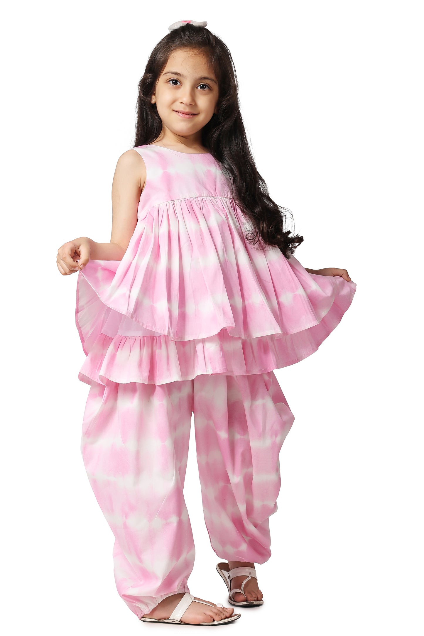 Piccolo Pink Tie & Dye dhoti set
