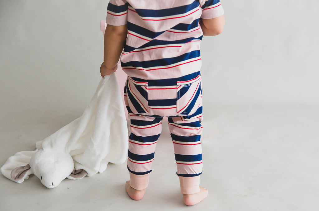 The Cruising Romper Pink and White Stripes