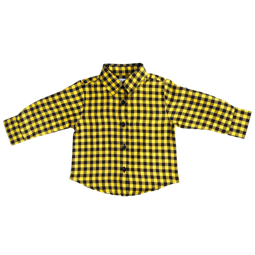 Linen Shirt Yellow and Black Checks