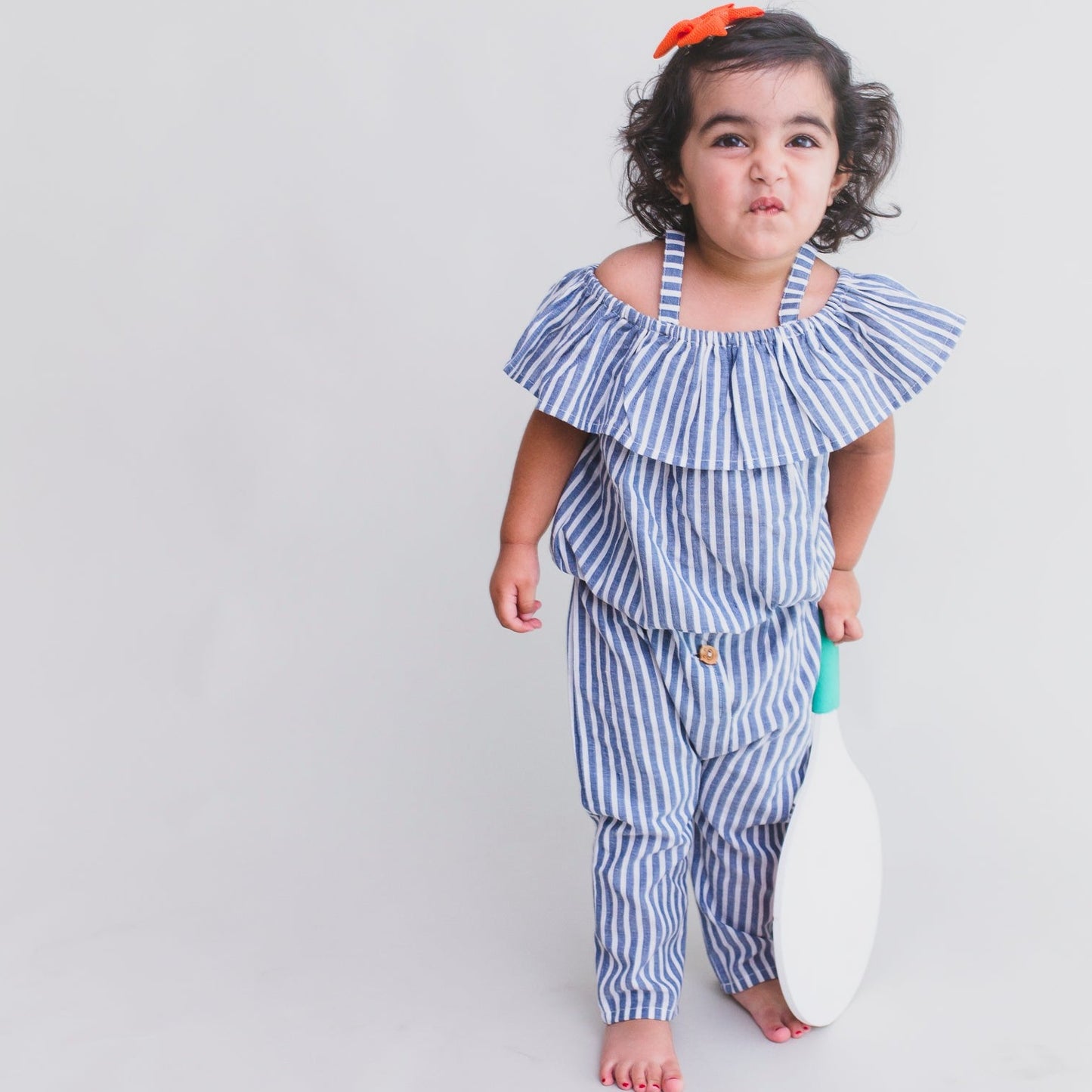 Off Shoulder Top Blue Striped